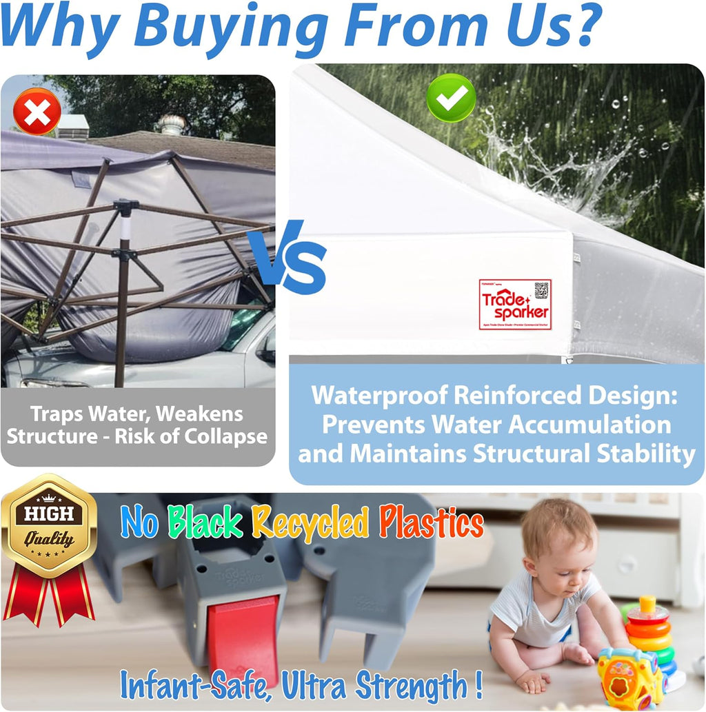 Tradesparker 10x10 Pop Up Canopy Tent,Commercial Movable Canopy with ApexCore LED&Rugged Casters-Instant Easy Setup Shelter Canopies with Weight Bags&Stakes for Outdoor Events Markets Vendors,Red