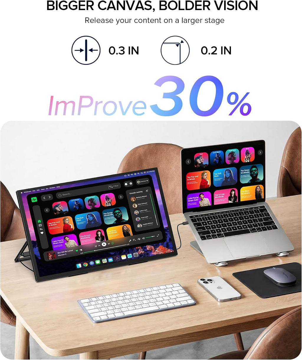 UPERFECT Portable Monitor 4K 60Hz 18.5', 145% sRGB QLED Laptop Monitor, 400 Nits Ultra-Slim Monitor, USB-C & HDMI, VESA & Case, Travel Second Screen for Laptop, Computer, Mini PC, Game Consoles