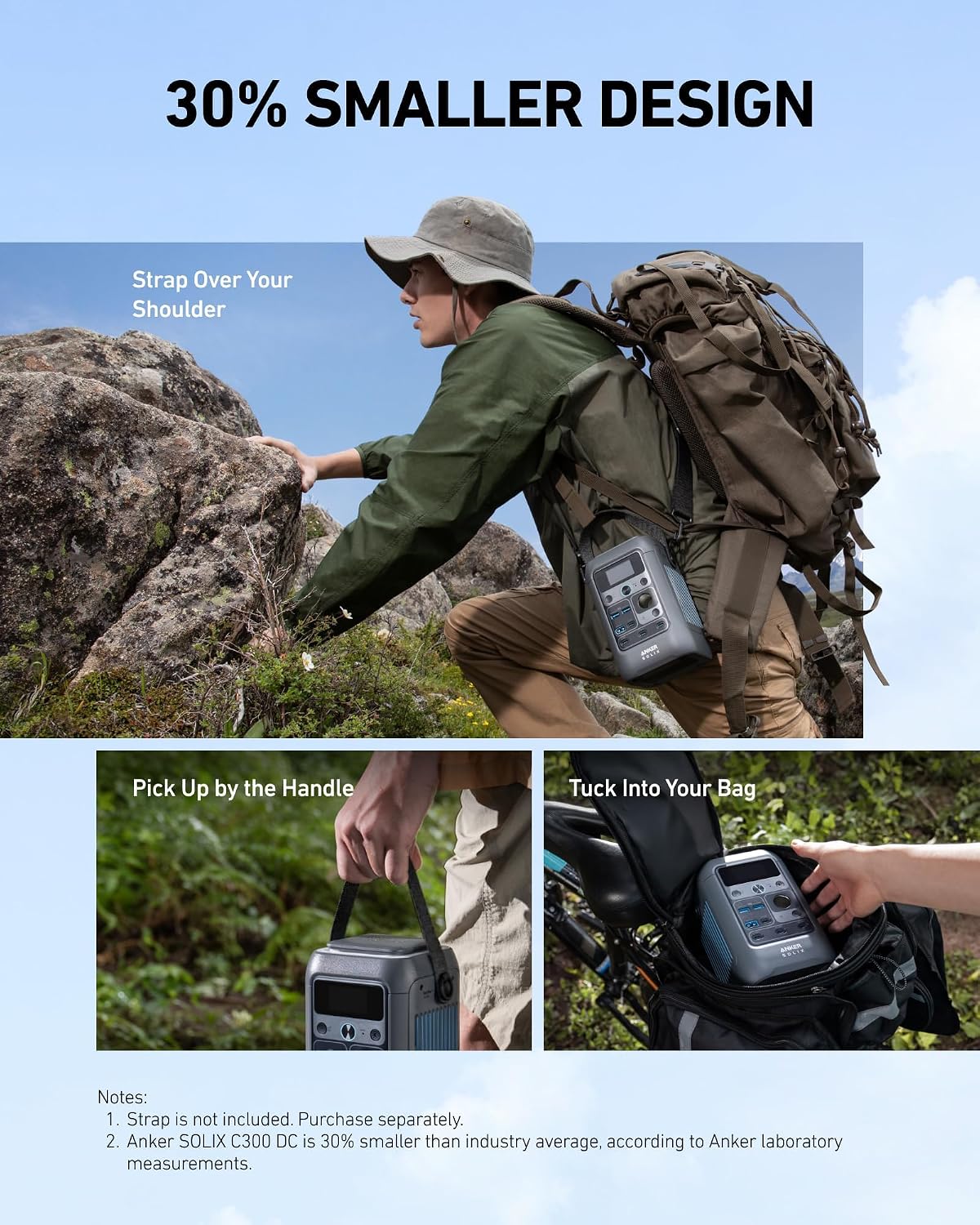 Anker SOLIX C300 DC Power Bank Station and Protective Bag, 288Wh Portable Power Station, LiFePO4 Battery, 300W Solar Generator, for Outdoor, Camping, Traveling, and Emergencies
