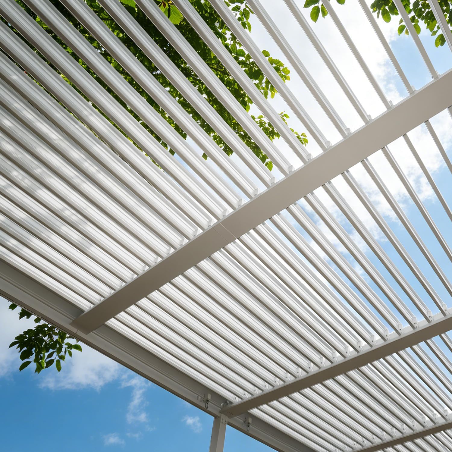 MELLCOM Louvered Pergola 10x20, Steel Aluminum Pergola with Adjustable Louvered Roofs, Outdoor Gazebo with Waterproof Curtains and Nets, White