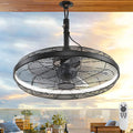 AHAWILL Outdoor Ceiling Fans with Lights, 20'' Gazebo Fan, Plug in Ceiling Fan for Patios, Pergola, Ceiling Fan with Remote Control, Hanging with Hook,Black