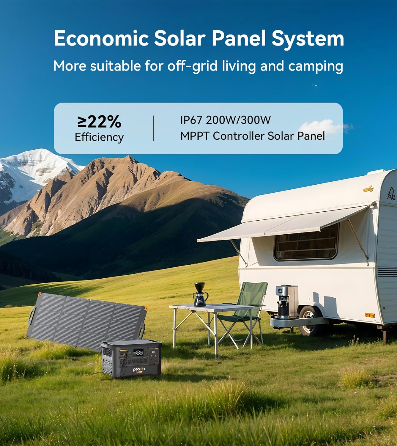 PECRON Portable Power Station F3000LFP with 200W Solar Panel*1, 3072Wh Solar Camping Generator can expand to 10752Wh, 3600W Solar Generator for RV, Home Use, CPAP