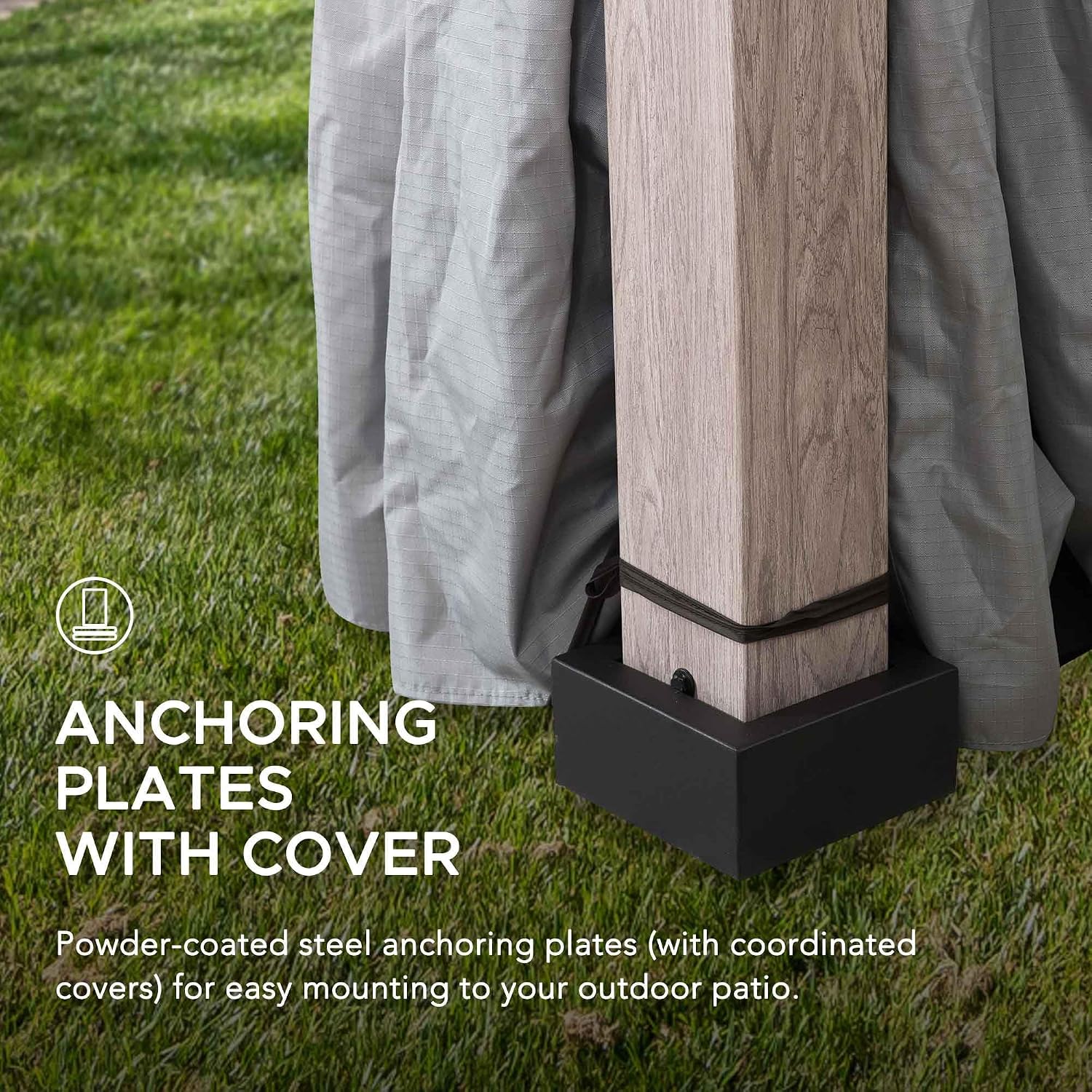 SUNJOY 11 x 13 ft. Soft Top Gazebo Outdoor Patio Powder-Coated Steel Frame 2-Tier Soft top Gazebos with LED Lighting, Bluetooth Sound, Netting and Curtain, Gray
