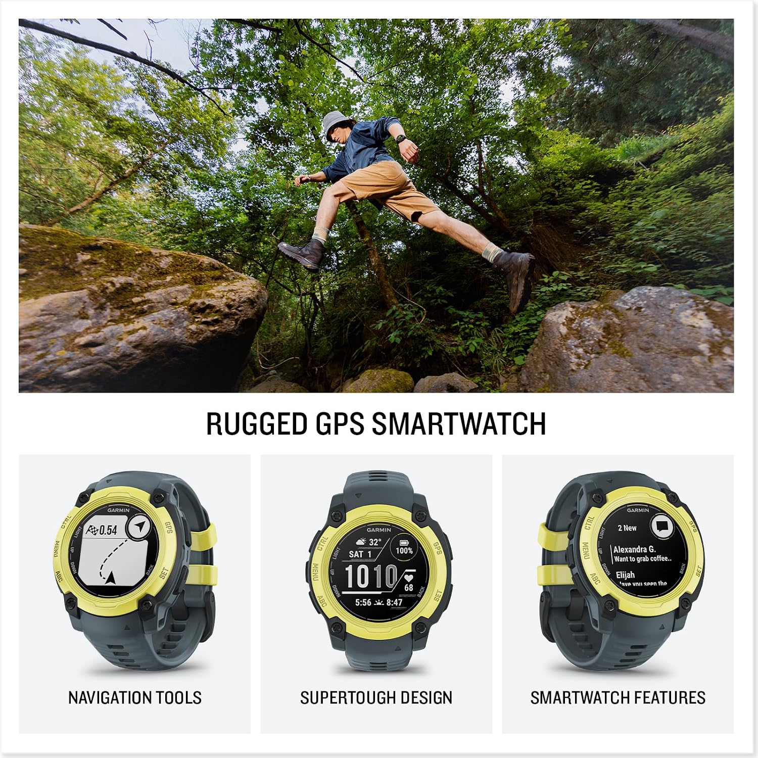 Garmin Instinct E 40mm, Outdoor GPS Smartwatch, 24/7 Health Monitoring, Up to 14 Days of Battery Life, Electric Lime/Twilight 010-02932-01 Health, Fitness and Tactical Smart Watch Bundle for Men