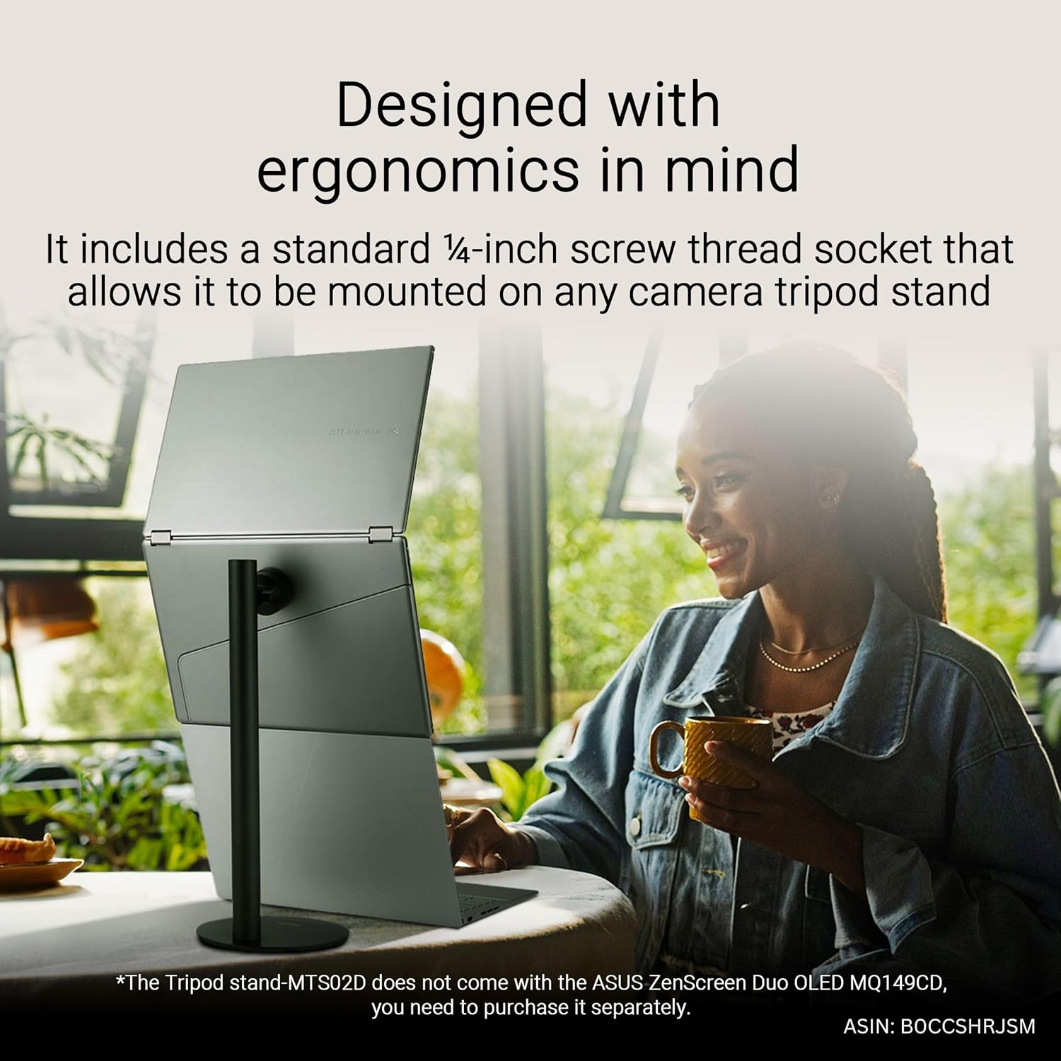 ASUS ZenScreen Duo OLED 360° Foldable Portable Monitor (MQ149CD) - Dual 14-inch, 16:10, 1920x1200, DisplayHDR400 True Black, 100% DCI-P3, Delta<2, Dual USB-C, Mini-HDMI, Kickstand, 3 yr Warranty