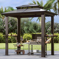 Aoxun Grill Gazebo 8 x 5FT, Outdoor Barbecue Gazebo with Double Polycarbonate Top, Aluminum Grill Canopy with Shelves for Patio, Lawn, Garden