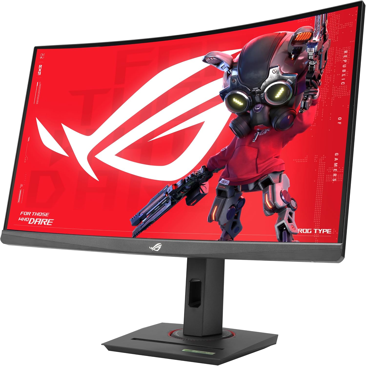 ASUS ROG Strix 27' 1440P HDR400 USB-C Curved Gaming Monitor (XG27WCS) - QHD (2560 x 1440), 180Hz, 1ms, Fast VA, 125% sRGB, DCI-P3 95%, ELMB Sync, FreeSync, DisplayWidget, Tripod Socket, 3yr Warranty