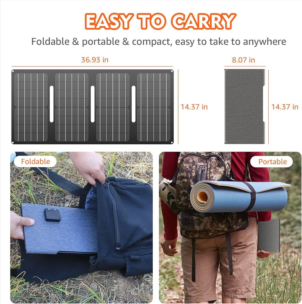 Apowking 146Wh Portable Power Bank with AC Outlet & 40W Foldable Solar Panel, Portable Laptop Charger 110V/100W with USB & DC Output for Camping, Home Emergency, Traveling, RV Trip