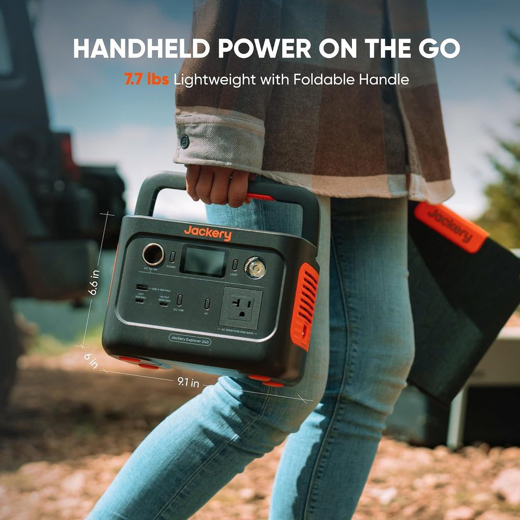 Jackery Solar Generator 240 v2 and 40W Mini Solar Panel, 256Wh LiFePO4 Battery, 300W AC & 100W USB-C Output, Ultra Fast Solar Charging for Outdoors, Camping, Travel & Emergencies