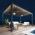 Louvered Pergola 12'x16', Metal Patio Outdoor Pergola with Adjustable Rainproof Roof for Outdoor Deck Garden & Yard, Metal Hardtop Gazebo for Grill, Black