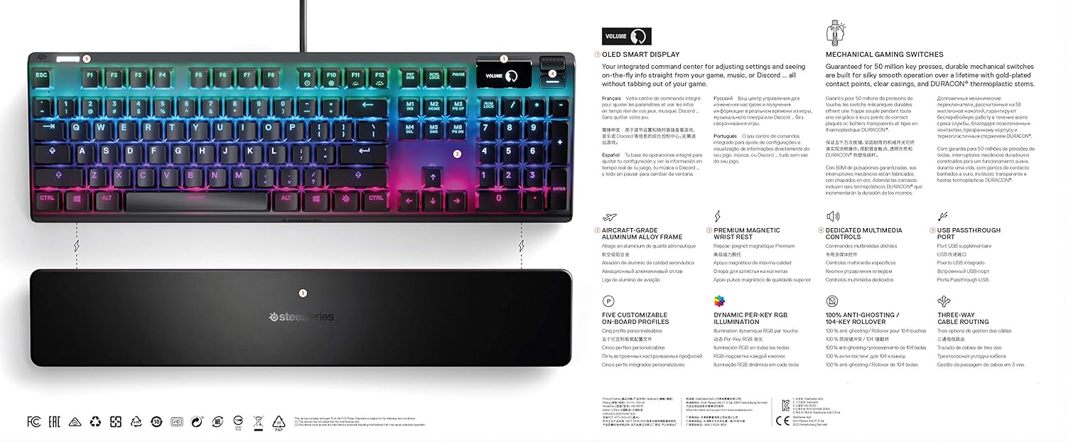 SteelSeries Apex 7 TKL Mechanic Keyboards, Mechanical Gaming Keyboard