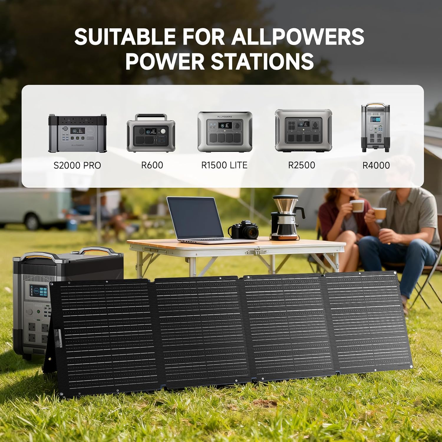 ALLPOWERS S2000 Pro Solar Generator with Panels Included, 2400W MPPT Portable Power Station with SE200 Foldable Solar Panel 200Wx2, Solar Backup Power for Van House Outdoor Camping