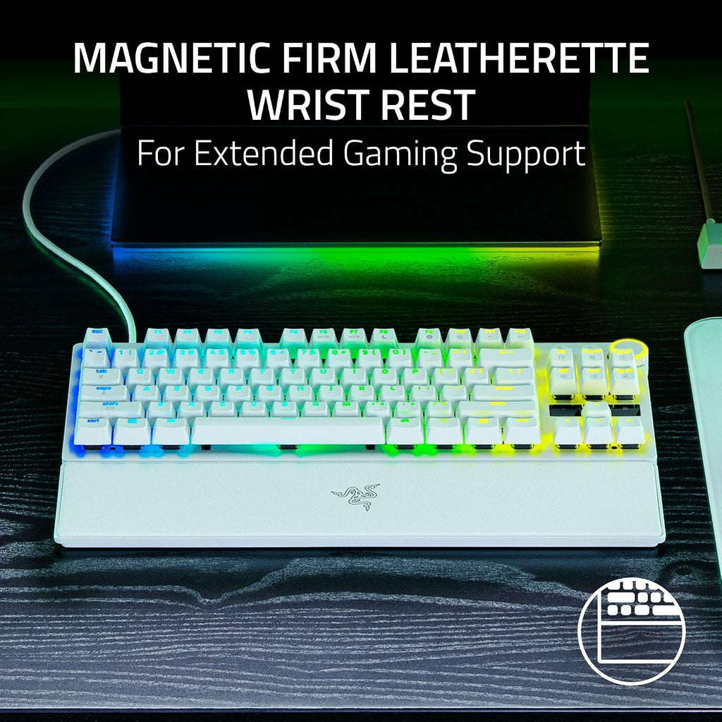 Razer Huntsman V3 Pro TKL 8KHz Esports Gaming Keyboard: Analog Optical Switches Gen 2-8000 Hz Polling Snap Tap - Rapid Trigger - Adjustable Actuation - Media Controls - PBT Keycaps - White