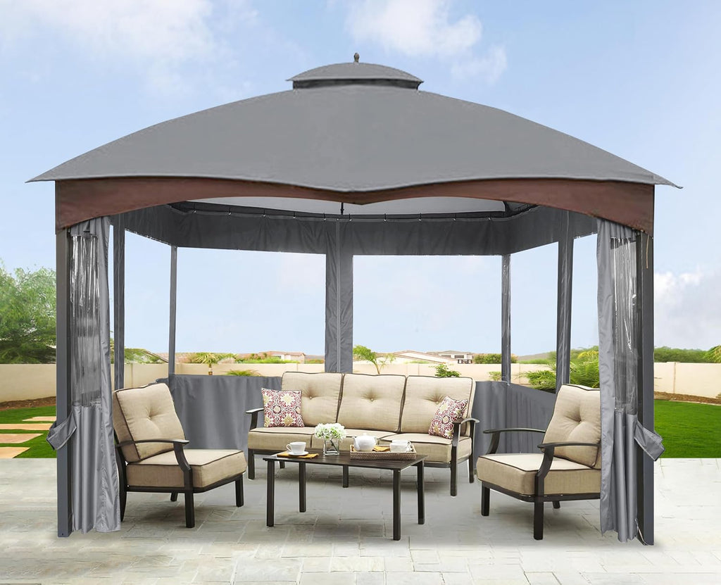 SCOCANOPY 10' x 12' Clear Window Gazebo Privacy Curtain Set for 10X12 Gazebo, (Gray)