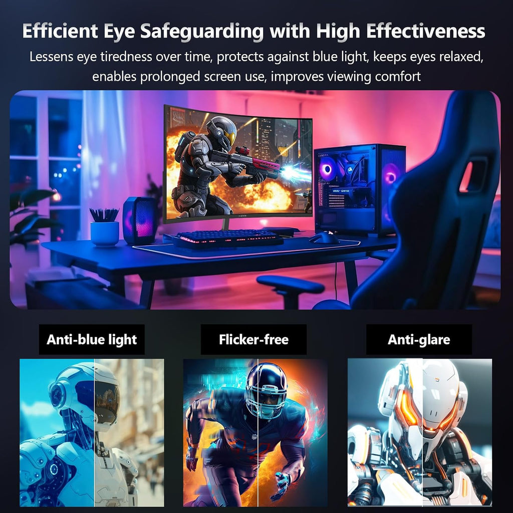 Z-Edge 24 inch Gaming Monitor, 200Hz 165Hz Curved 1650R Computer Monitor, FHD 1080P, Ultra-Fast MPRT 1ms Curved Monitor, 300nits, 16.7M Colors, UG24 1X DP 1.4 Port and 1X 2.0 HDMI Port