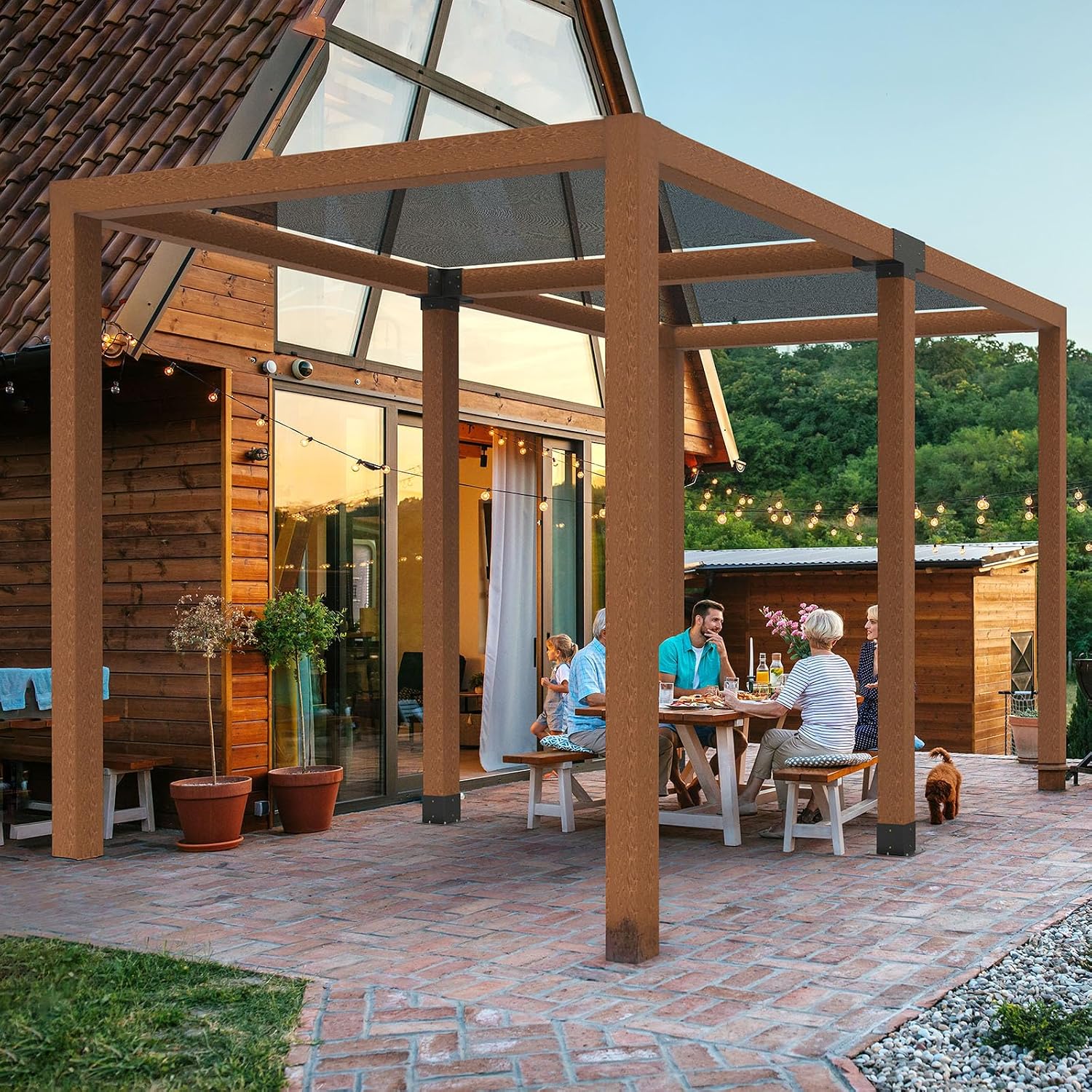 VEVOR Pergola Bracket Kit, 6x6 Inch (Inner Size 5.5x5.5), 2 Pcs 4-Way Heavy Duty Corner Bracket Woodworks DIY Post Base Kit, Easy Installation Wooden Beams for Gazebos, Patio Pergolas, Log Cabin