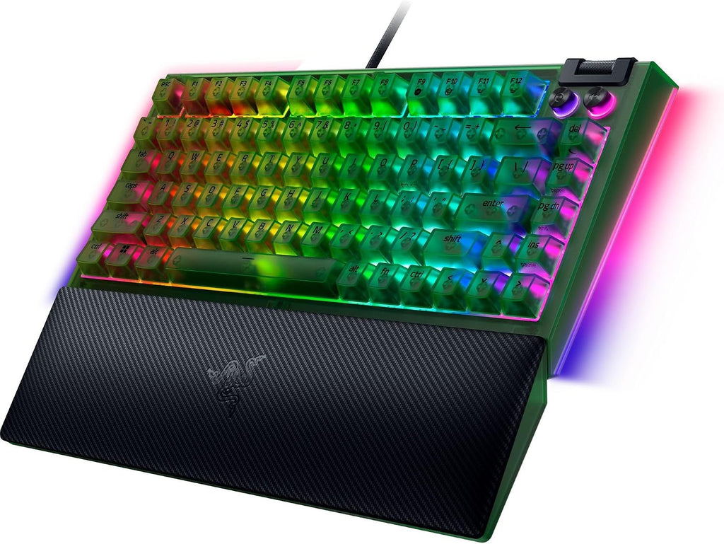 Razer BlackWidow V4 75% Mechanical Gaming Keyboard: Hot-Swappable Design - Compact & Durable - Orange Tactile Switches - Chroma RGB - MF Roller & Media Keys - Comfortable Wrist Rest - Phantom Green