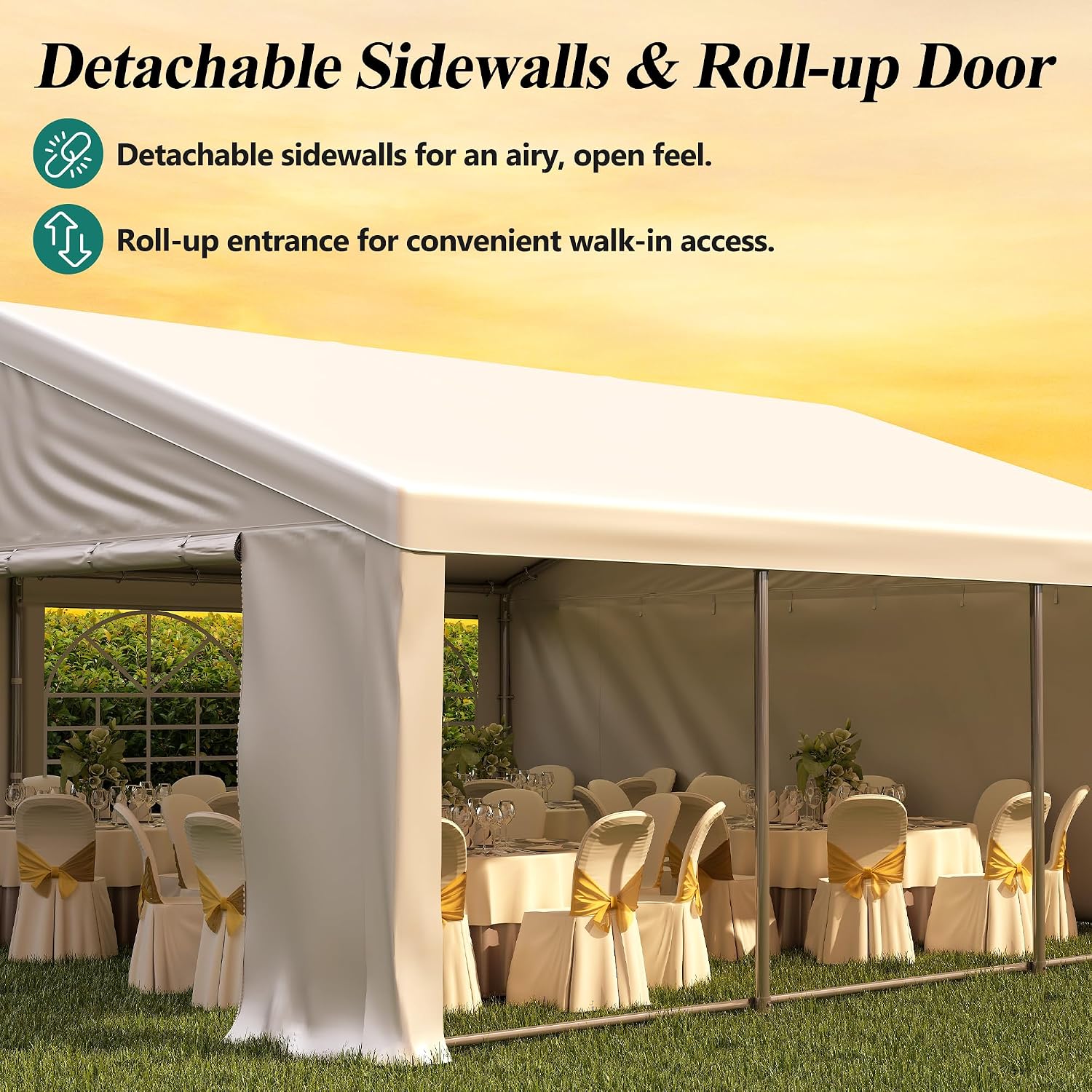 GARTOO 20' x 20' Canopy Party Tent & Carport - Heavy Duty Outdoor Wedding Gazebo with 4 Sand Bags, Event Shelter Canopy for Outdoor Event, Wedding, Birthday Party