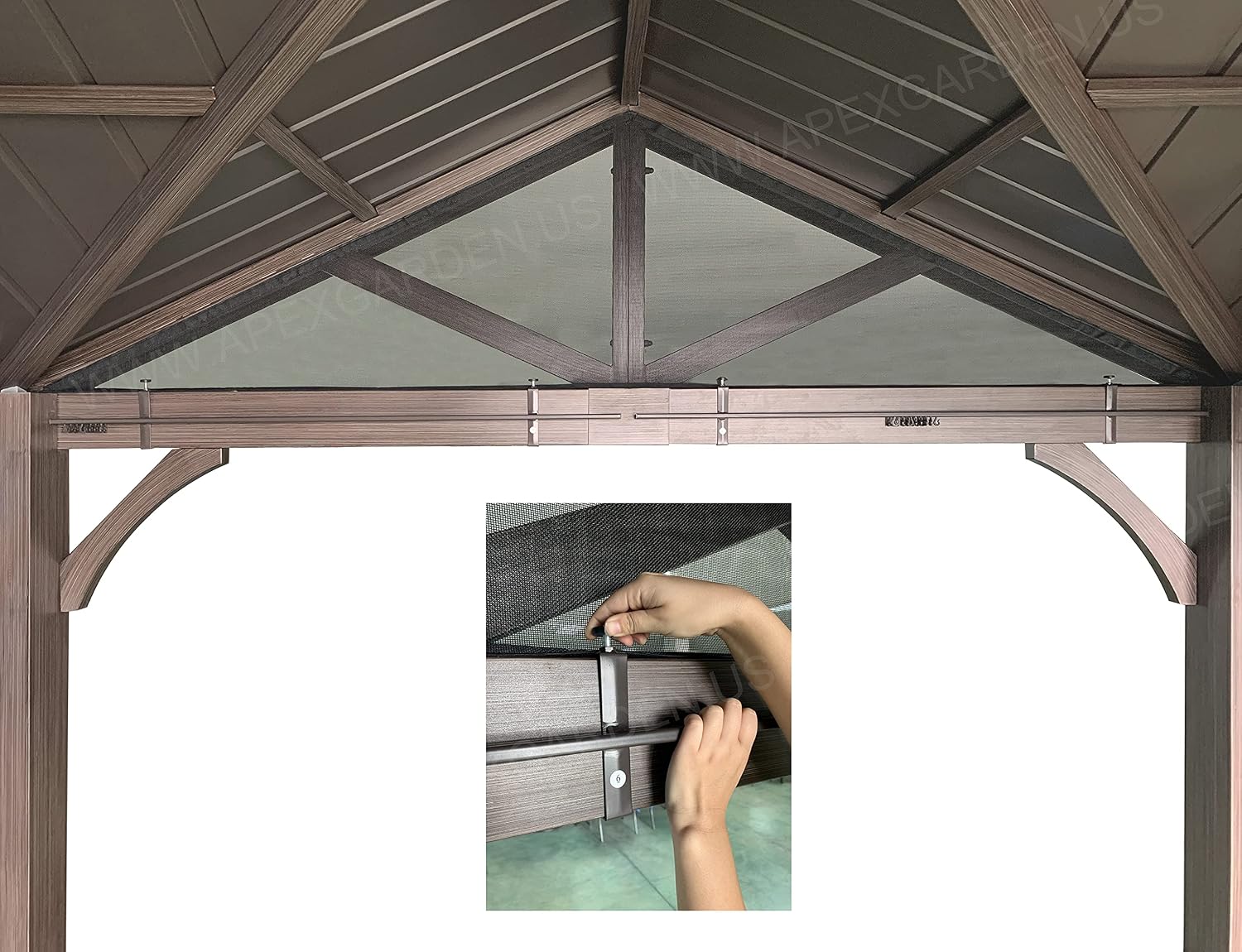 Gazebo Mosquito Netting with Slider Rail for Allen + roth Model #GF-18S112B 10'X10' Wood Looking Hand Paint Metal Square Semi- Gazebo (Screen Net ONLY) (Screen Net with Metal Slider Rail, Black-1)