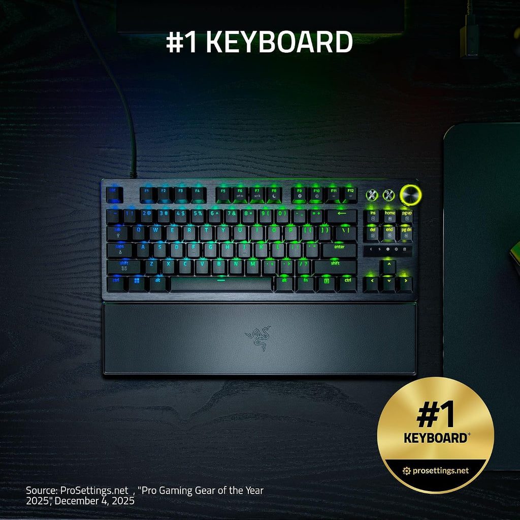 Razer Huntsman V3 Pro TKL 8KHz Esports Gaming Keyboard: Analog Optical Switches Gen 2-8000 Hz Polling Snap Tap - Rapid Trigger - Adjustable Actuation - Media Controls - PBT Keycaps - Black