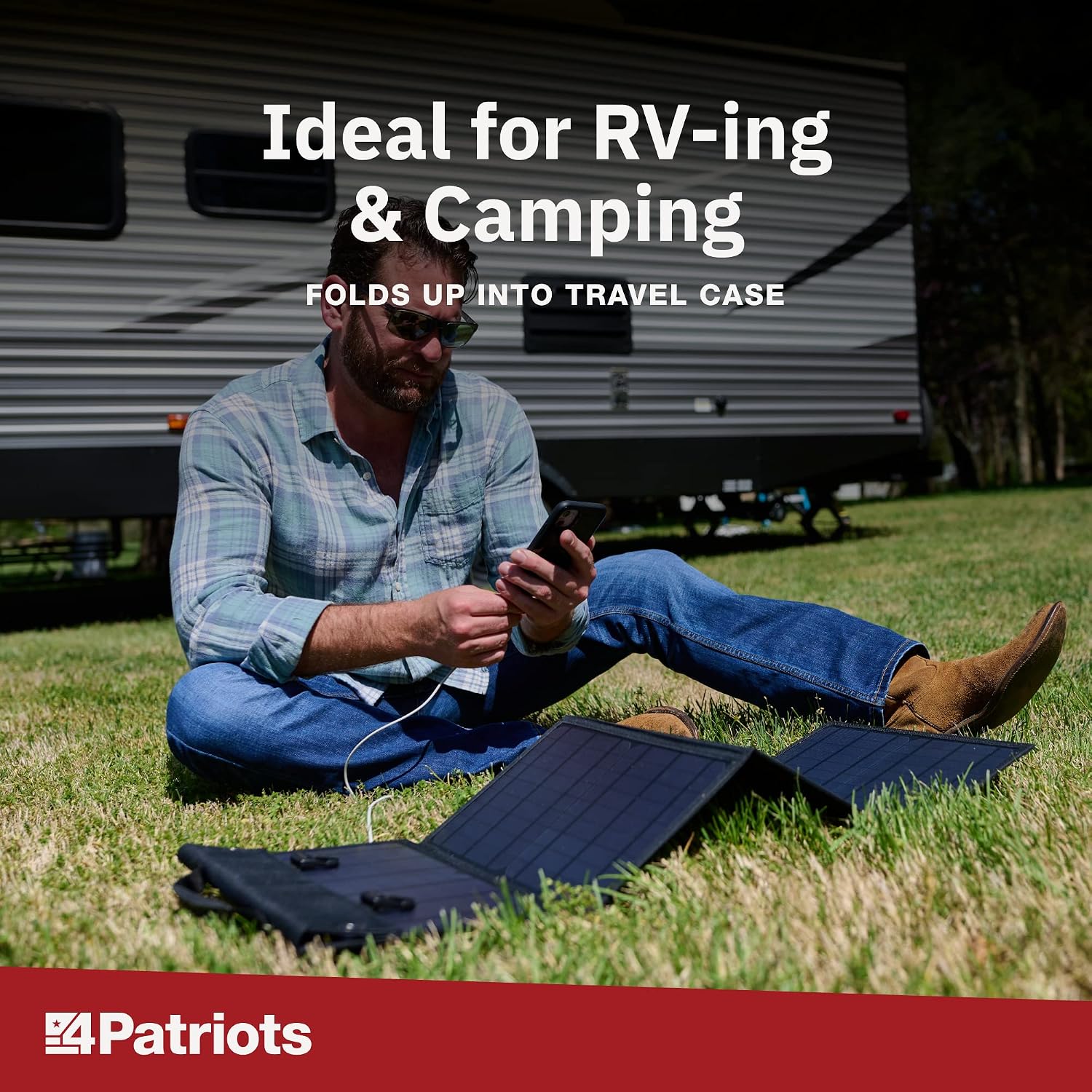 4Patriots 40-Watt Solar Panel: Compact Portable Power with USB Port, Eco Solar Charger for Camping