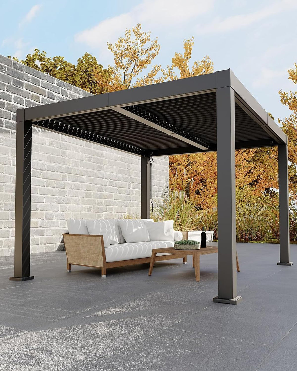 Garvee 10x12ft Louvered Pergola - All-Aluminum Outdoor Pergolas with Adjustable Louvered Roof, Integrated Drainage System, Outdoor Gazebo for Deck, Patio, Backyard and Garden, Gray