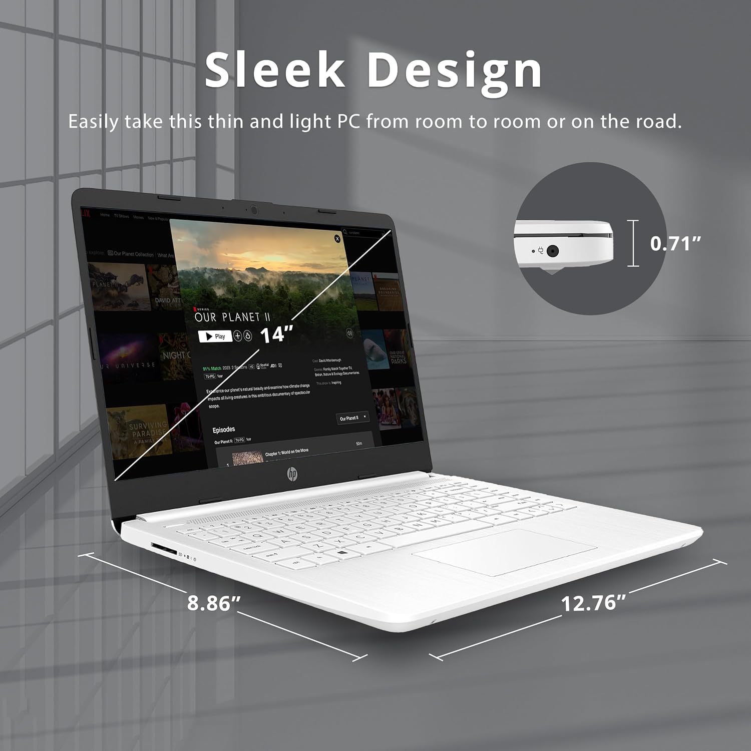 HP Stream 14' HD Laptop, Intel Celeron N4120 Processor, 4GB RAM, 64GB eMMC, Intel UHD Graphics, 720p Webcam, WiFi, HDMI, Windows 11 S, White (Renewed)