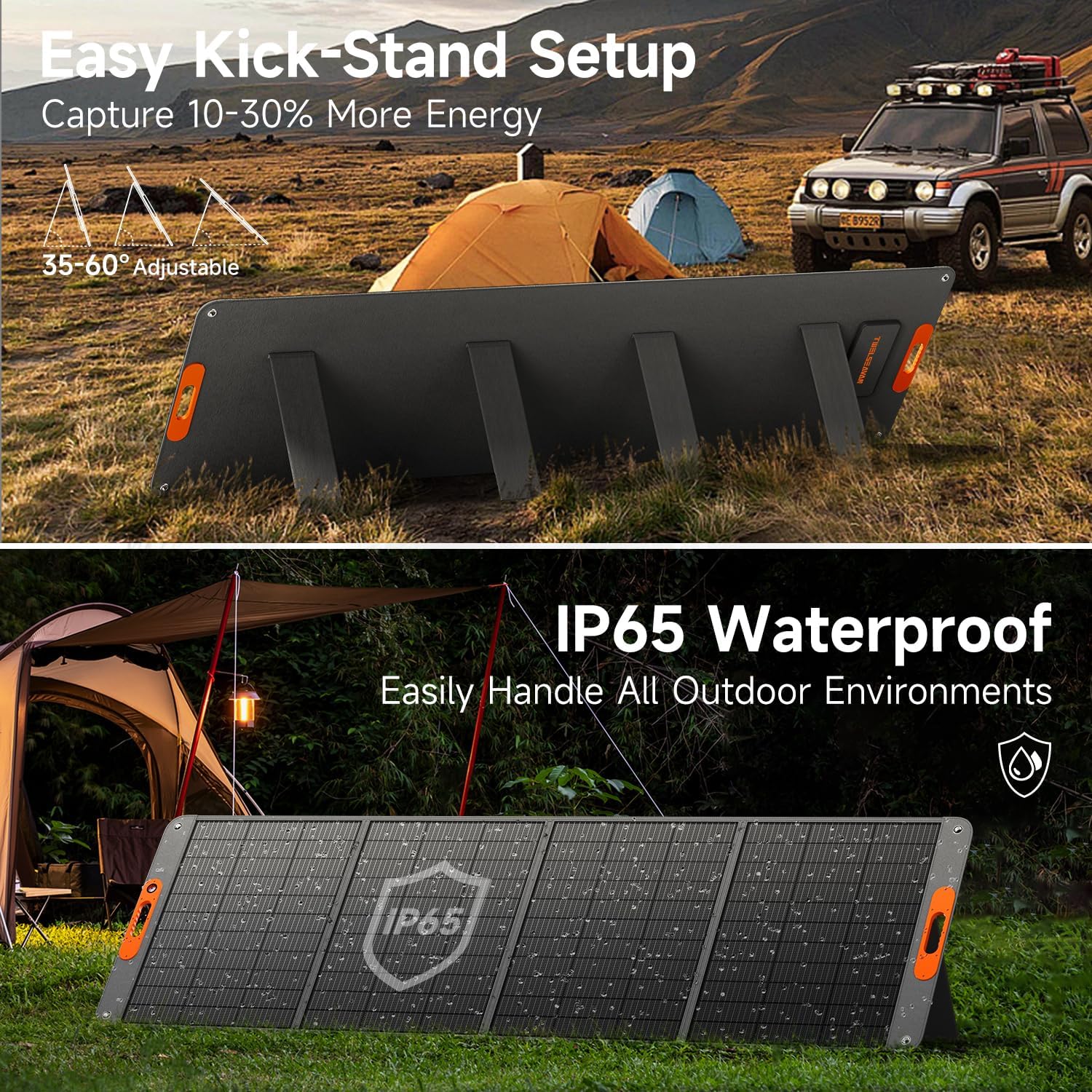 400W Portable Solar Panel for Power Station, 24% High Efficiency Lightweight ETFE Foldable Solar Panel Charger, MC4 Output, IP65 Waterproof, for Outdoor Camping, RV, Emergency Power Supply