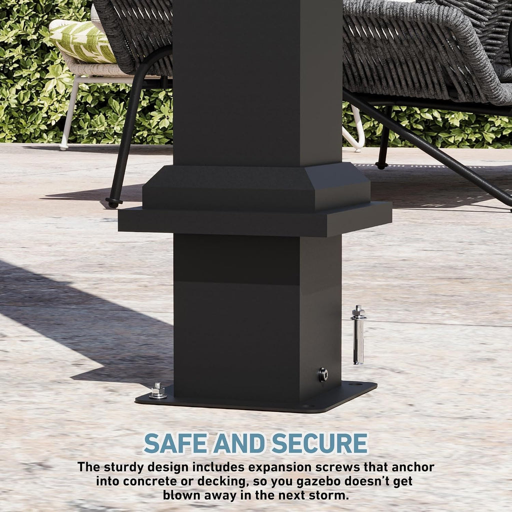 Big Leaf 6'x12' Hardtop Grill Shelter with Utility Shelf - Outdoor Cooking Gazebo Featuring Built-in Bottle Opener & Storage Hooks, Weather-Resistant Black BBQ Canopy for Patio/Garden, Black
