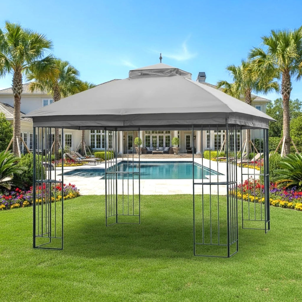Garden Winds Reinforced Replacement Canopy Top Cover Compatible with The TPGAZ9116A, TPGAZ9116B, TPGAZ9116 Style Selections Stratford 10' x 10' Gazebo - Classic Stone, Riplock 350