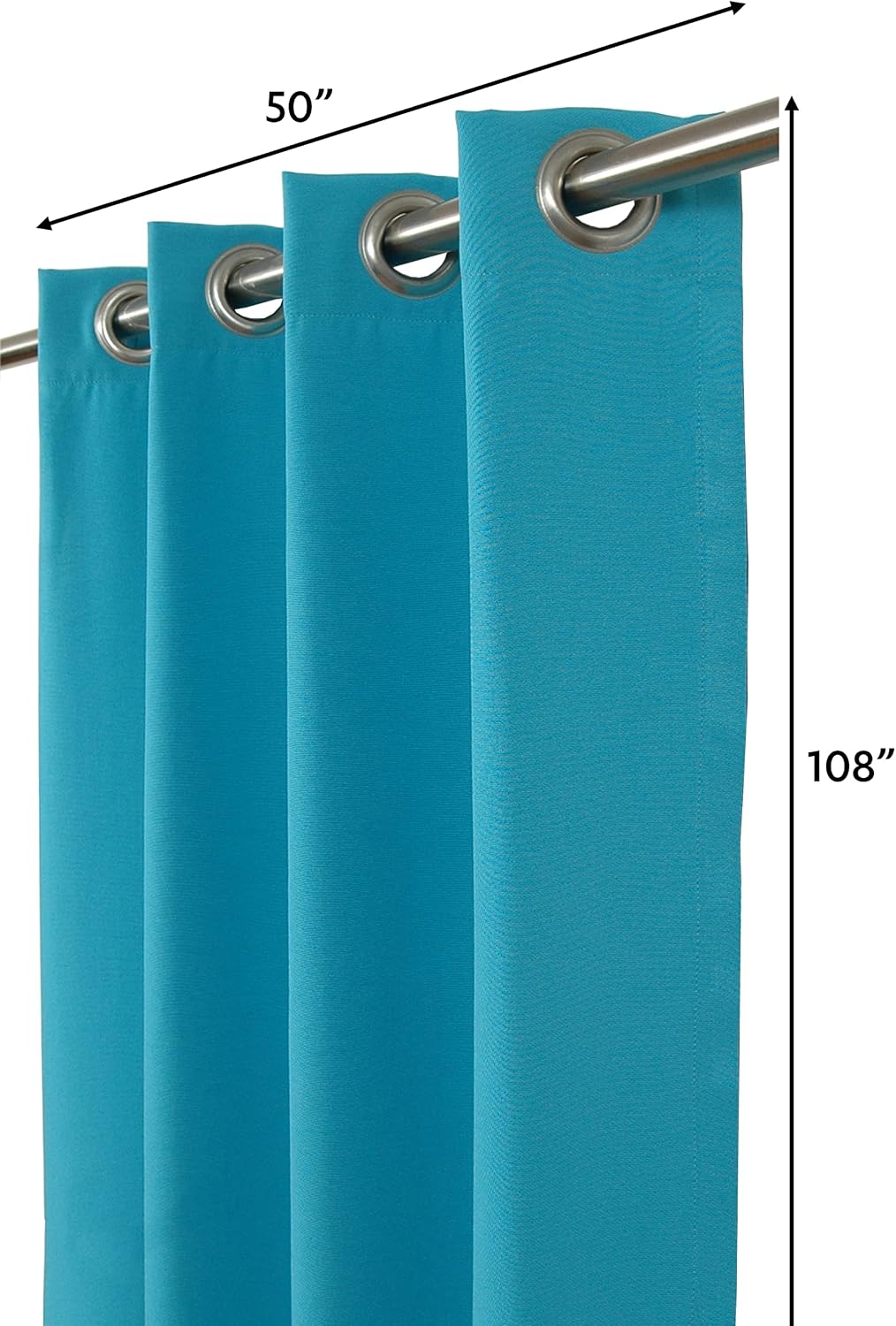 Outdoor/Indoor Sunbrella Curtain 108 inch x 50 inch with 8 Stainless Steel Grommets Canvas Aruba