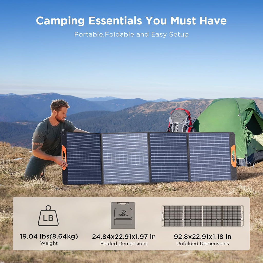 ZOUPW 220W Portable Solar Panel for Power Station,23.5% Efffciency Mono Foldable Solar Charger for Jackery 1000 V2/EcoFlow Delta/Bluetti/Anker Solix,IP67 Waterproof for RV Camping Home Backup