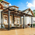 Gazebo for Patio 10' x 16', Wall-Mounted Lean to Gazebo Pergola with Roof, Hard Top Heavy Duty Awnings for Backyard, Decks and More