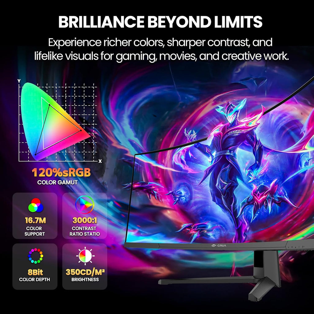 CRUA 45' Curved Gaming Monitor, 240Hz DQHD 5120×1440 UltraWide 32:9 VA Screen Computer Monitors, 120% sRGB,1500R, AMD FreeSync Compatible, Built-in Speakers, HDMI 2.1 & DP 1.4, Wall Mountable – Black