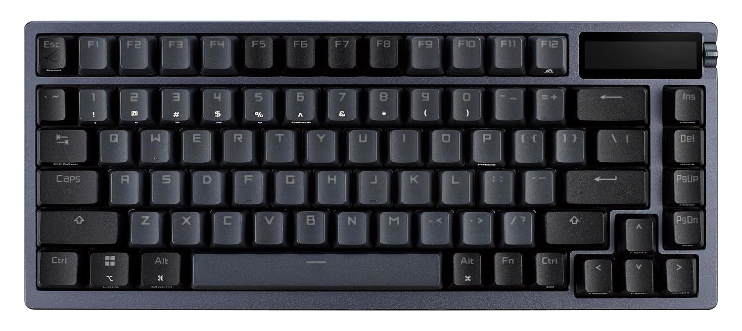 ASUS ROG Azoth Wireless Mechanical Gaming Keyboard – 75% TKL, Tri-Mode Connectivity, Hot Swappable Pre-lubed ROG NX Storm Clicky Switches, PBT Keycaps, RGB, OLED Display, PC/Mac Support - Black