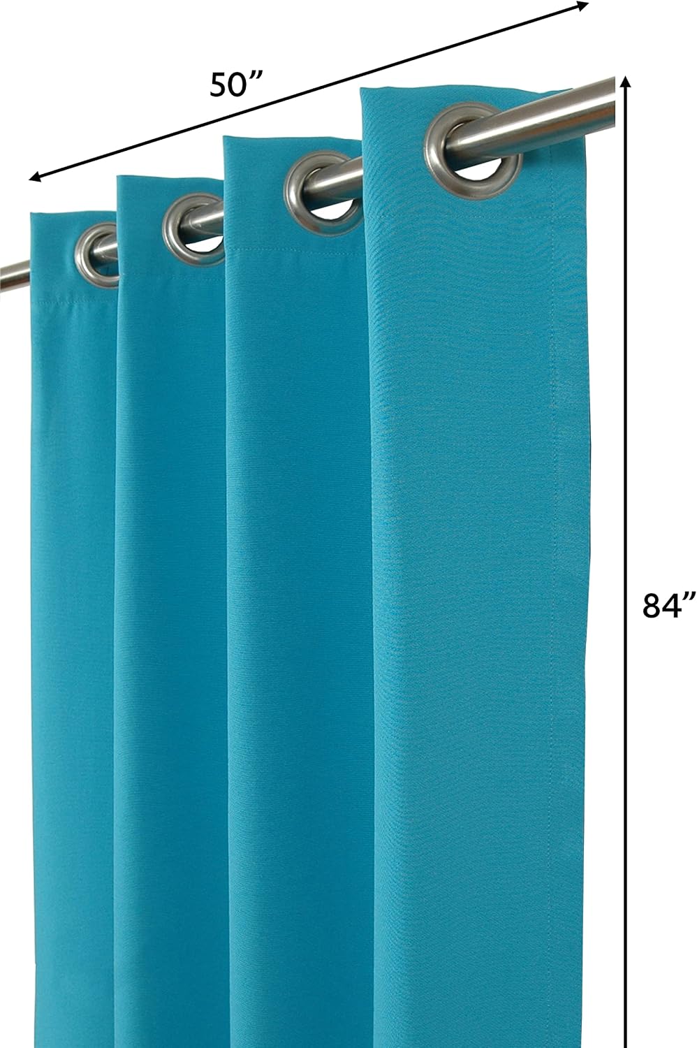 Outdoor/Indoor Sunbrella Curtain 84 inch x 50 inch with 8 Stainless Steel Grommets Canvas Aruba