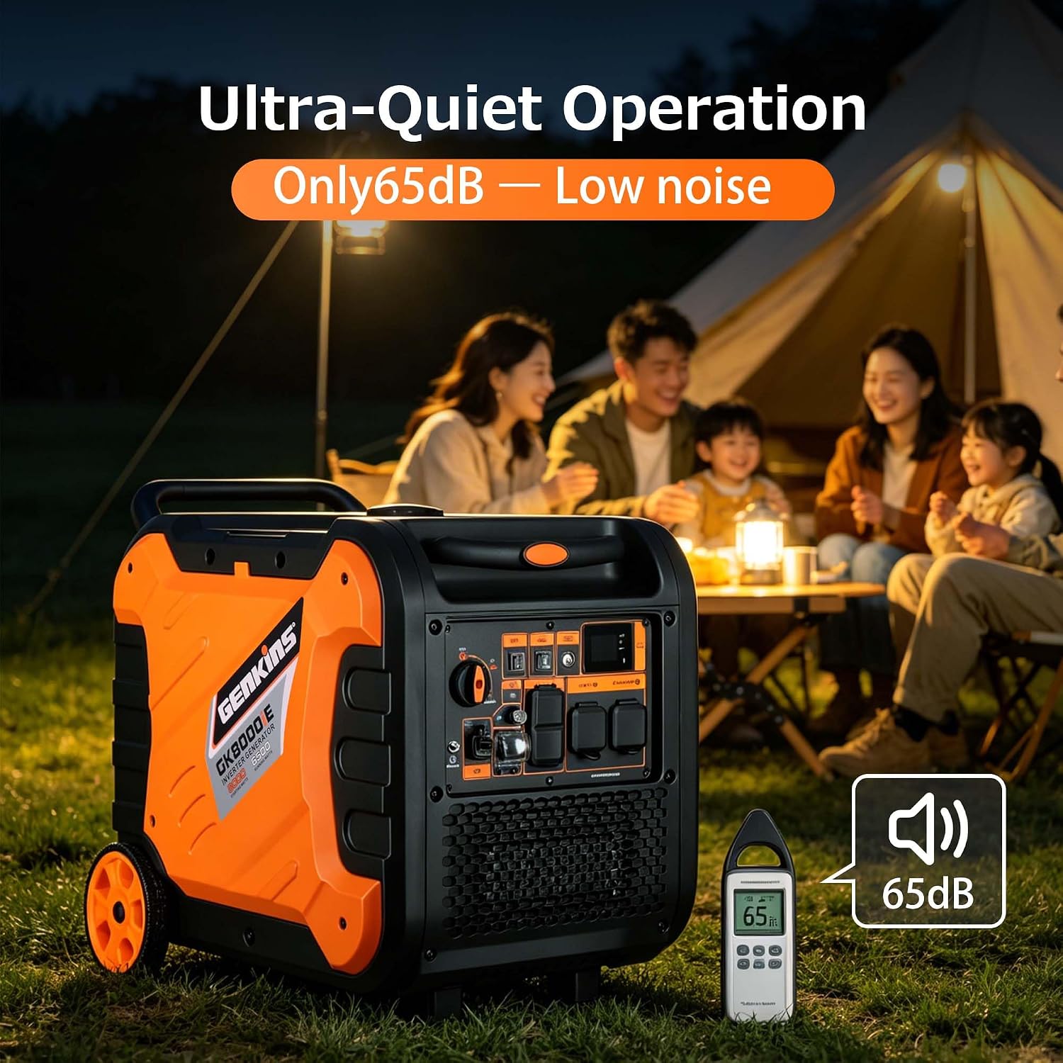 Genkins 8000W Inverter Generator Outdoor Portable Generators Gas Powered Super Quiet with Electric Start Ideal for Home Backup, RV, Camping, Travel