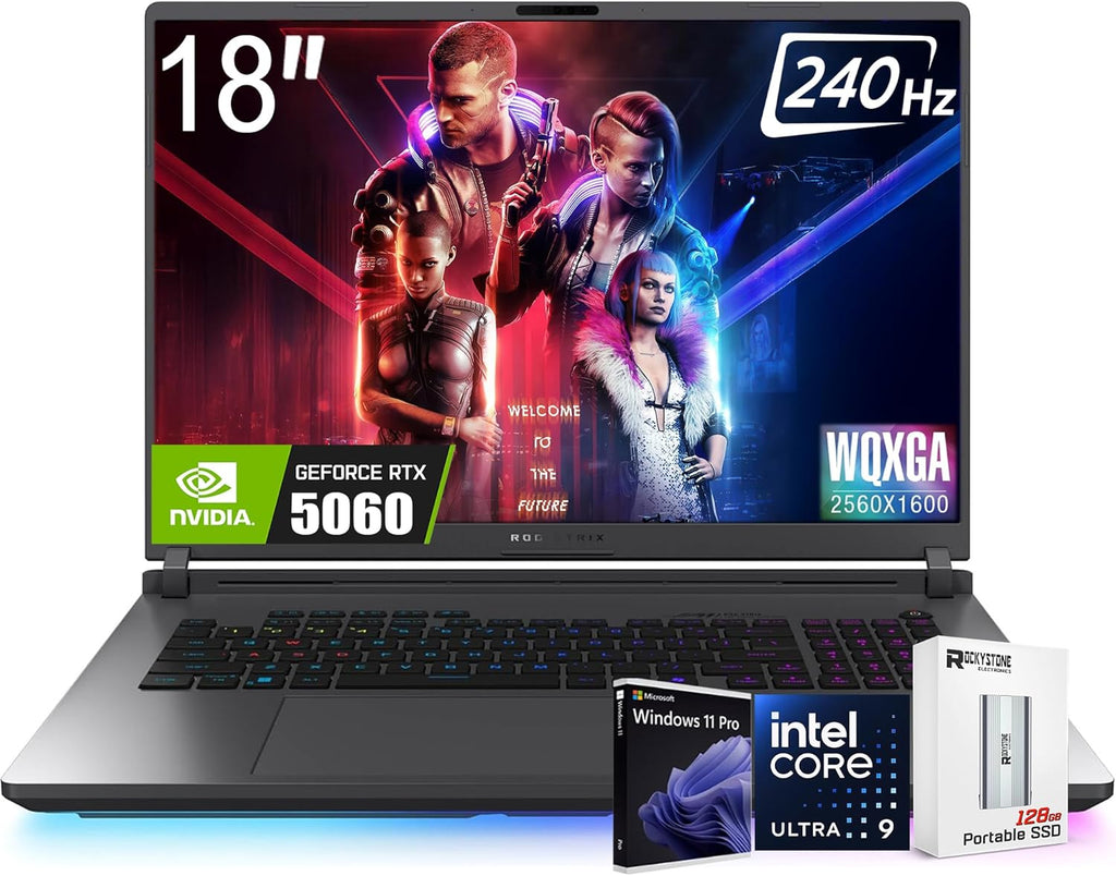 ASUS ROG Strix G18 G815 Gaming Copilot AI PC Laptop 18' 2.5k (2560x1600) 240Hz (100% DCI-P3, 3ms) Intel 24-core Ultra 9 275HX GeForce RTX 5060 RGB Backlit Wi-Fi7,Win11Pro W/128 PSD, 64GB | 4TB SSD