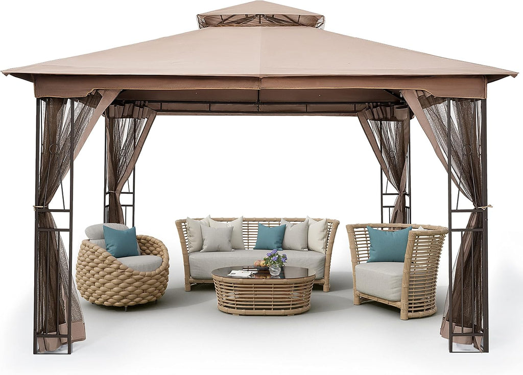 HAPPATIO 10' X 12' Outdoor Patio Gazebo, Outdoor Canopy Gazebo for Garden