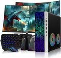 TechMagnet HP G4 Desktop RGB Computer PC Intel i7-8th Gen, 16GB DDR4 Ram 512GB SSD, Dual 24-inch Curved Monitor, RGB Speaker, Gaming Keyboard Mouse, 2X ARGB Fan WiFi, Windows 11 (Renewed)