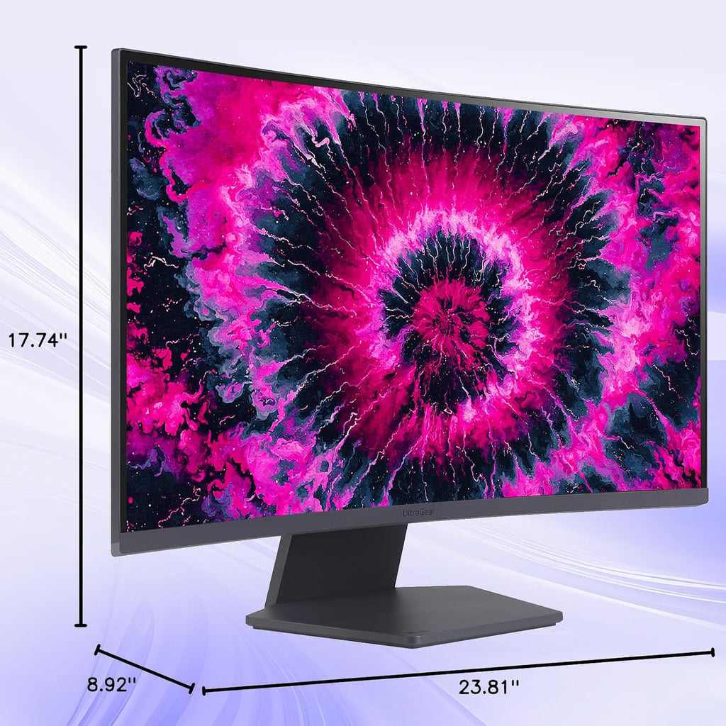 LG 27 Inch QHD Gaming Monitor, Ultragear Curved Display, 180Hz, 1ms, 1000R, AMD FreeSync, HDR10, 99% sRGB, Black Stabilizer, DAS Crosshair FPS Counter, HDMI x2, DisplayPort, Borderless Design, Black