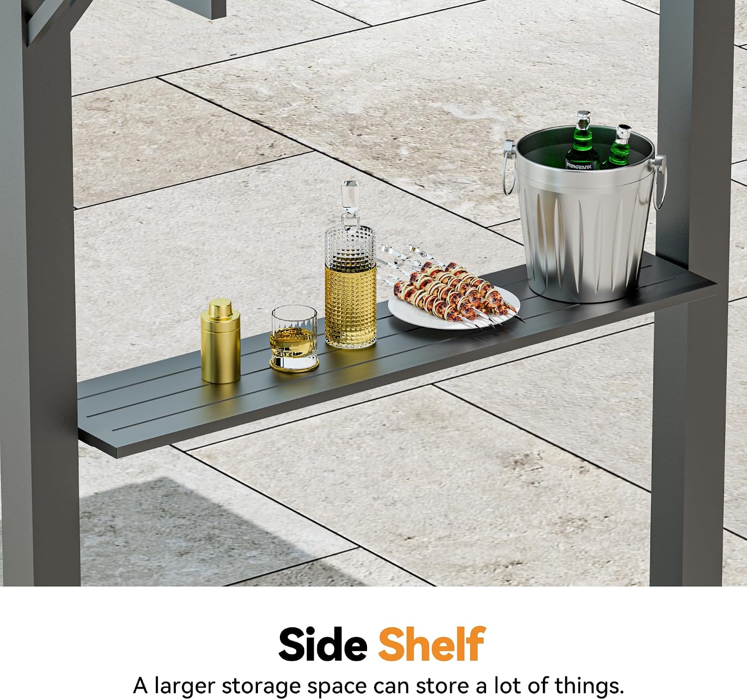 Big Leaf 6'x8' Grill Gazebo Hardtop with Galvanized Steel Roof, BBQ Gazebo with Pergola Extension, Outdoor Canopy with Rust-Resistant Metal Frame for All-Season BBQ & Patio Use
