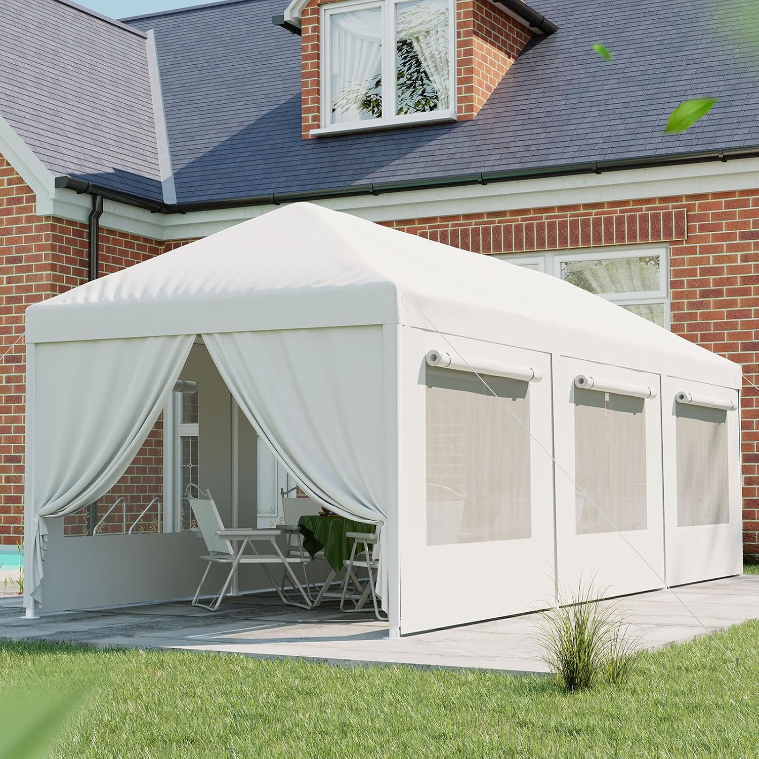 Quictent 10x30 Party Tent Gazebo Wedding Canopy Tent for Parties BBQ Shelter Pavilion with Removable Mesh Sidewalls & Elegant Church