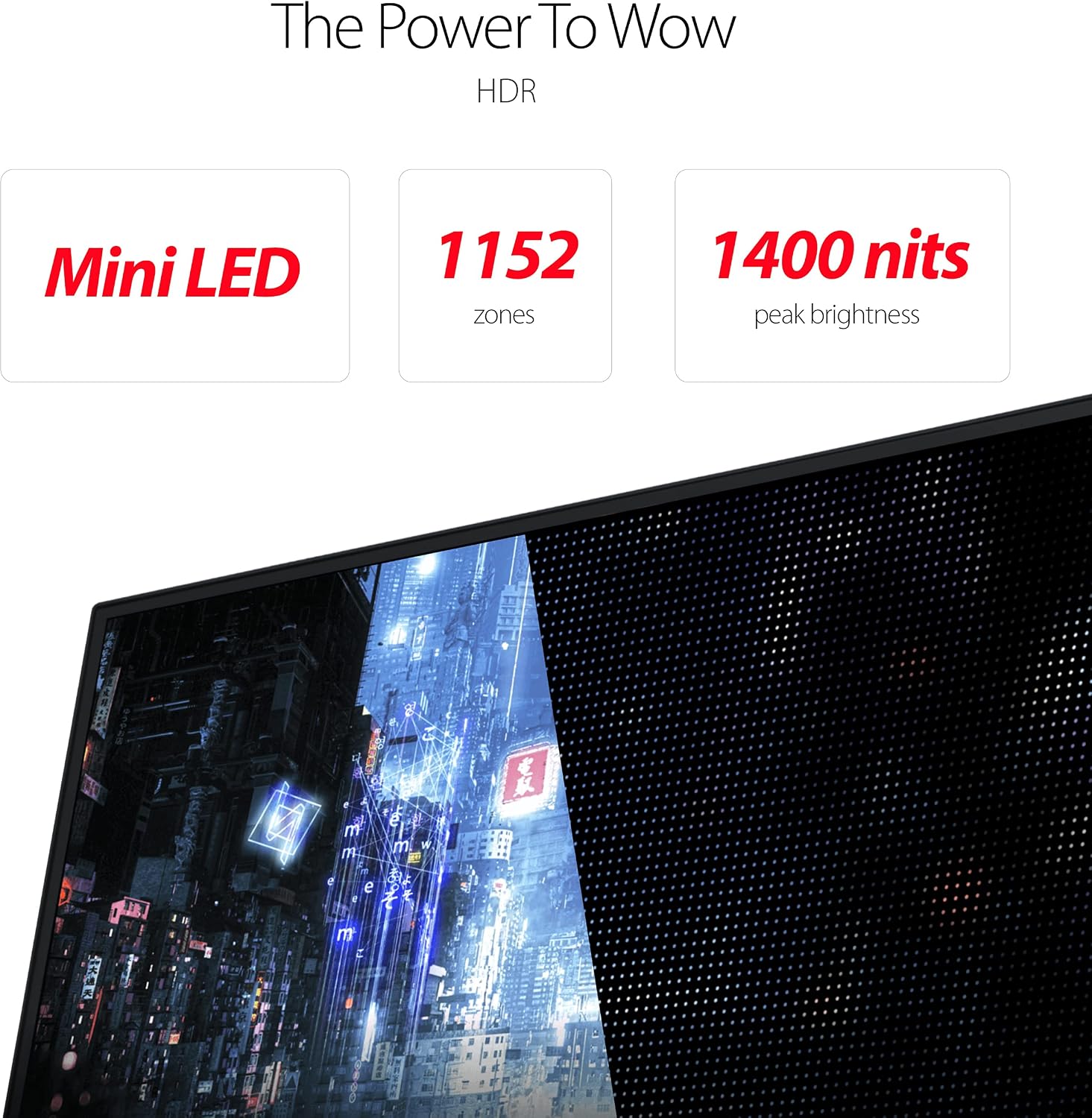 ASUS ROG Swift 32' 4K HDR 144Hz DSC Gaming Monitor (PG32UQX) - UHD (3840 x 2160), Mini-LED IPS, G-SYNC Ultimate, Local dimming, Quantum Dot Technology, DisplayHDR 1400, Eye Care, DisplayPort, HDMI