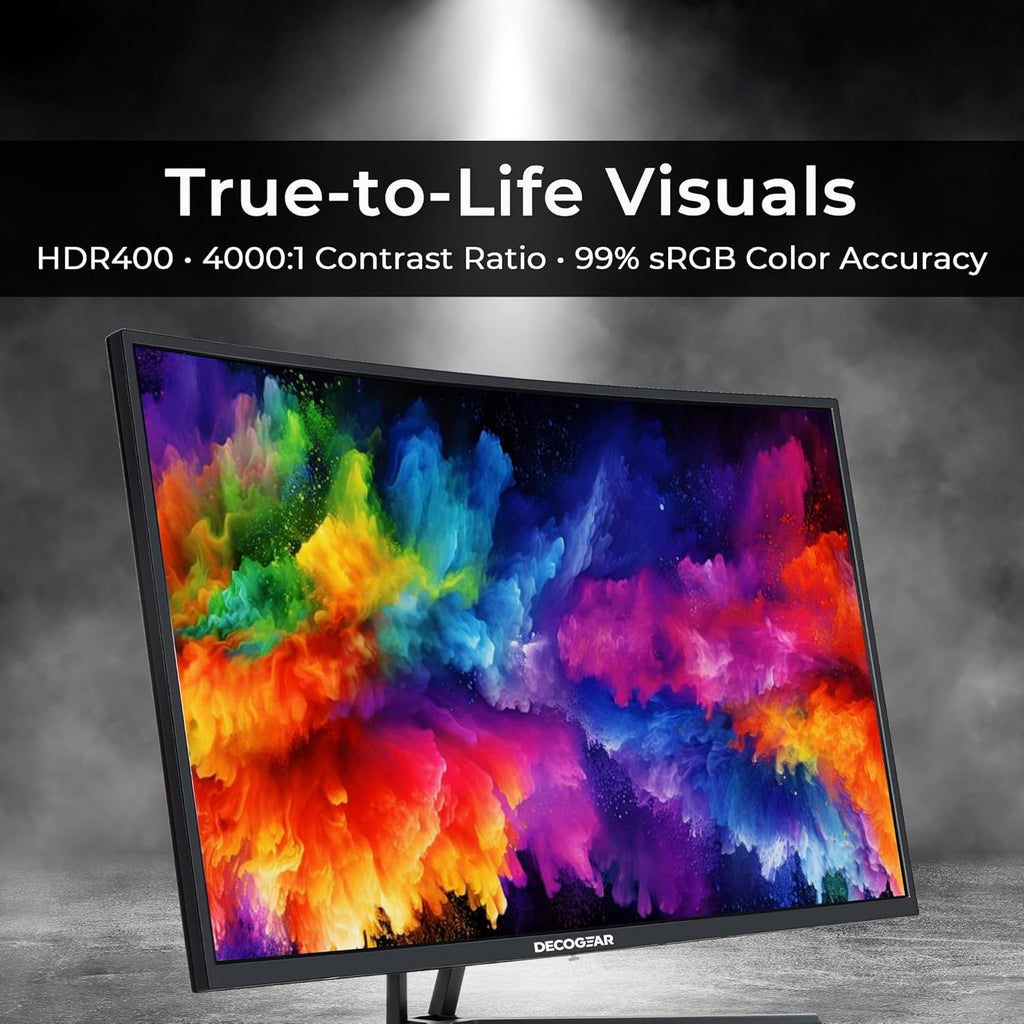 Deco Gear 39' Curved Widescreen Gaming Monitor | 2560x1440 | 1ms MPRT | 165 Hz | 16:9 | HDR400 | 4000:1 | 1 x HDMI | 1 x DisplayPort - Limited Black Edition
