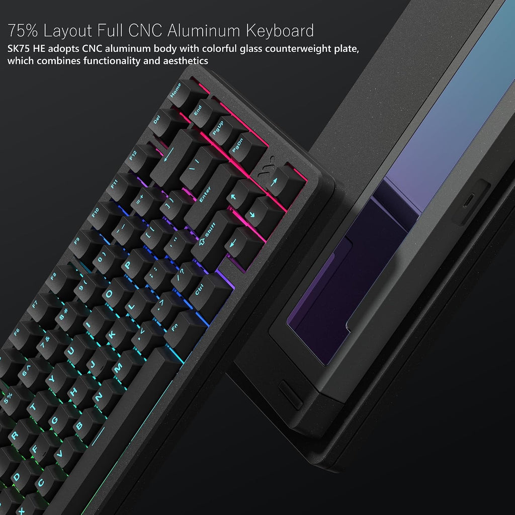 Womier SK75 TMR/HE Keyboard Gaming 75% Hall Effec, Wireless Mechanical Keyboard Rapid Trigger Custom Magnetic Switch Keyboards with 8000 Hz Hot Swap, BT/2.4G/USB-C with Mac Windows Linux (Aluminum)