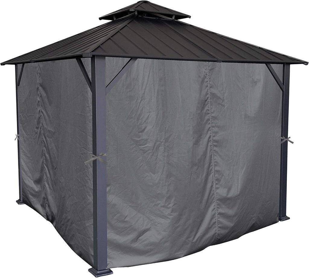 APEX GARDEN Four-Side Privacy Curtain Set for 10-Ft x 12-Ft Gazebo (Grey)