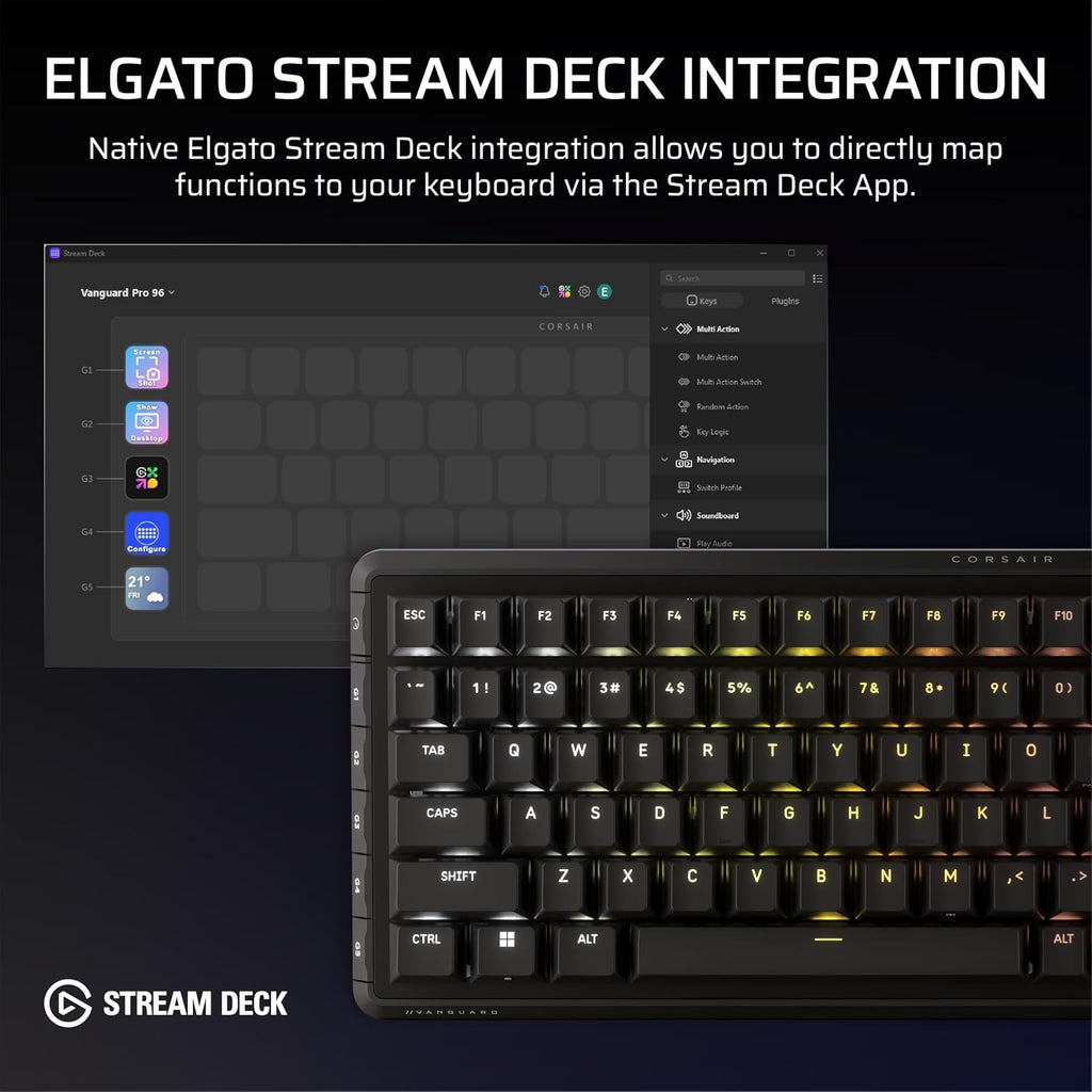 Corsair Vanguard PRO 96 Wired Hall Effect Magnetic Mechanical Gaming Keyboard – 96% Layout, MGX Hyperdrive Switches, 8000Hz Polling, Rapid Trigger, Virtual Stream Deck, SOCD Flashtap, QWERTY US