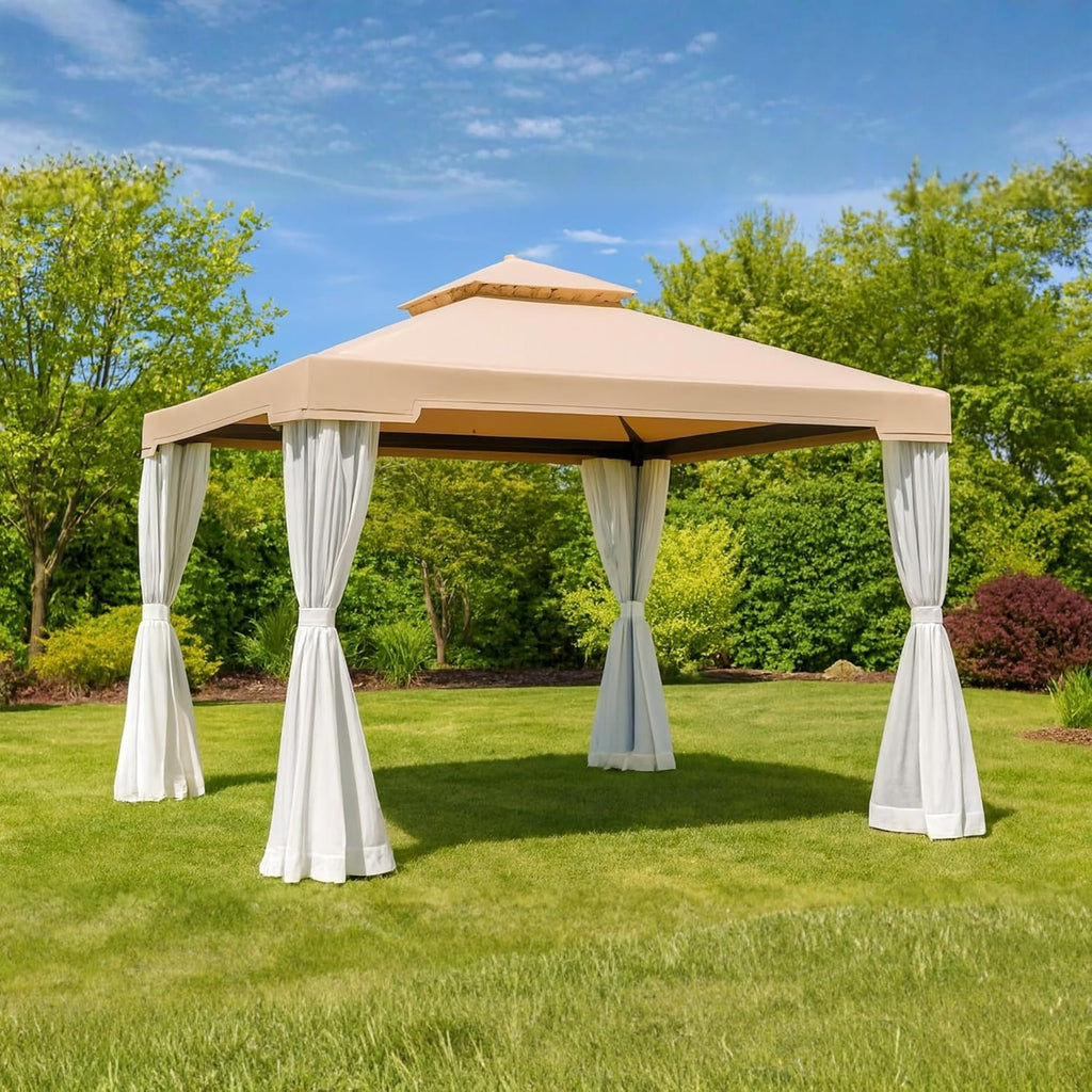 Garden Winds Reinforced RipLock 350 Replacement Canopy Top Cover Compatible with Suncrown 10 'x 10' Gazebo Model F008007B64, F12B641 - Beige