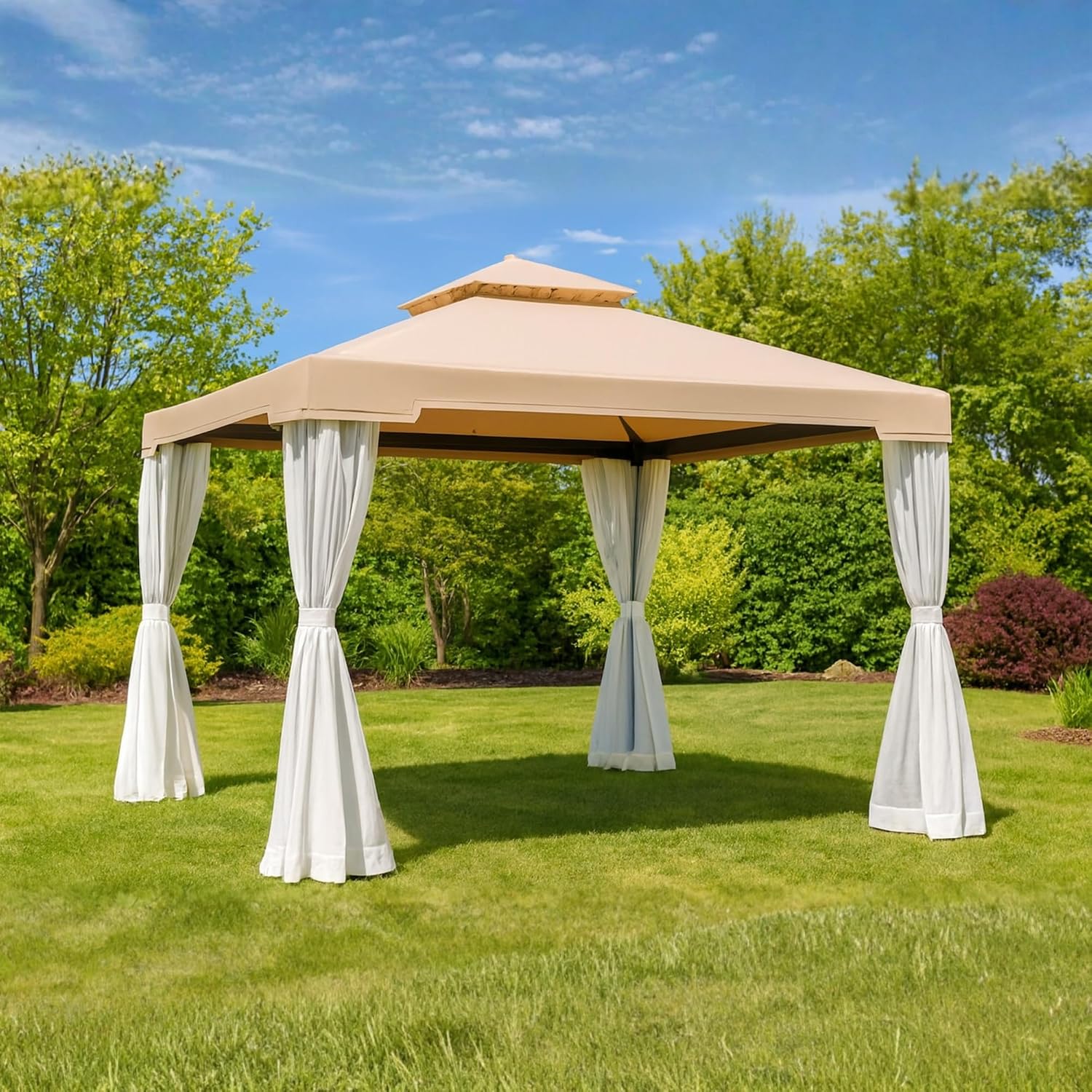 Garden Winds Reinforced RipLock 350 Replacement Canopy Top Cover Compatible with Suncrown 10 'x 10' Gazebo Model F008007B64, F12B641 - Beige